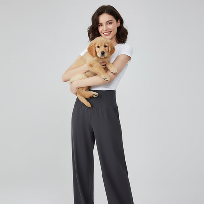 NUGGAL Pet-Hair Resistant Wide-Leg Soft-Touch Yoga & Commuter Pants