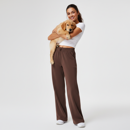 NUGGAL Pet Hair Resistant Wide-Leg Lounge Sweatpants with Drawstring Waist