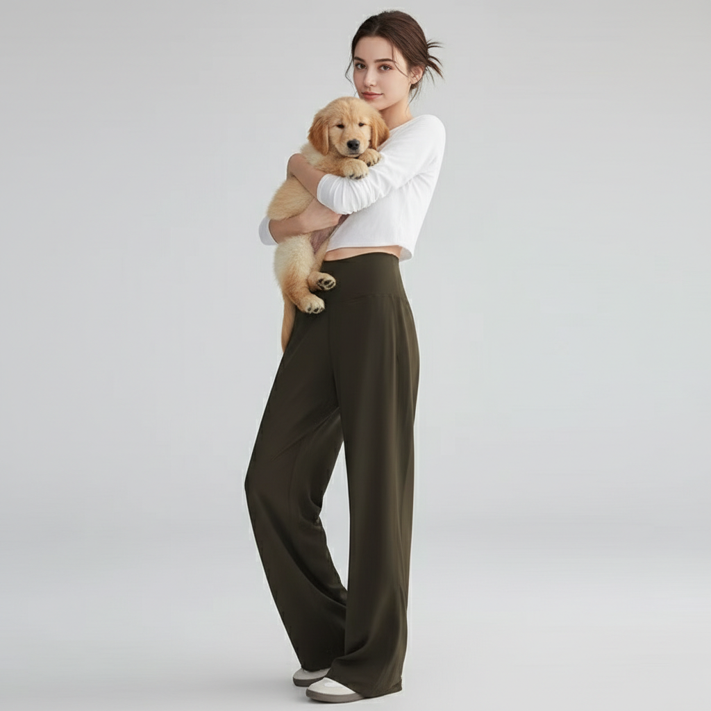 NUGGAL Pet-Hair Resistant Wide-Leg Soft-Touch Yoga & Commuter Pants