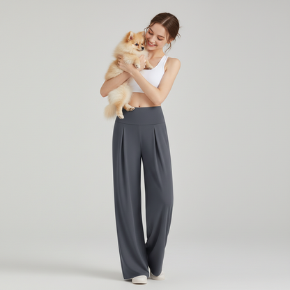 NUGGAL Pet Hair Resistant High-Waisted Wide Leg Flow Pants