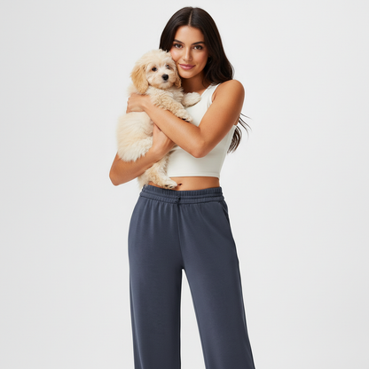 NUGGAL Pet Hair Resistant Wide-Leg Lounge Sweatpants with Drawstring Waist