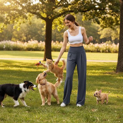 NUGGAL Pet Hair Resistant High-Waisted Wide Leg Flow Pants