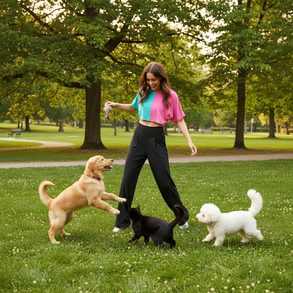 NUGGAL Pet Hair Resistant High-Waisted Wide Leg Flow Pants