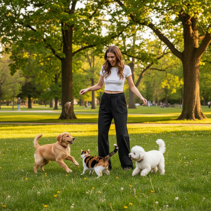 NUGGAL Pet Hair Resistant Pleated Wide Leg Pants