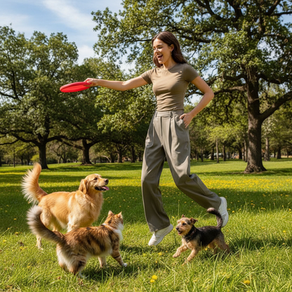 NUGGAL Pet Hair Resistant Pleated Wide Leg Pants