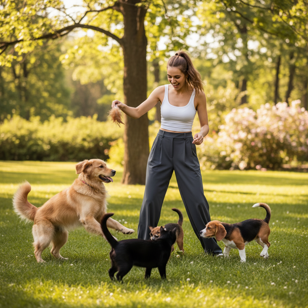 NUGGAL Pet Hair Resistant Pleated Wide Leg Pants