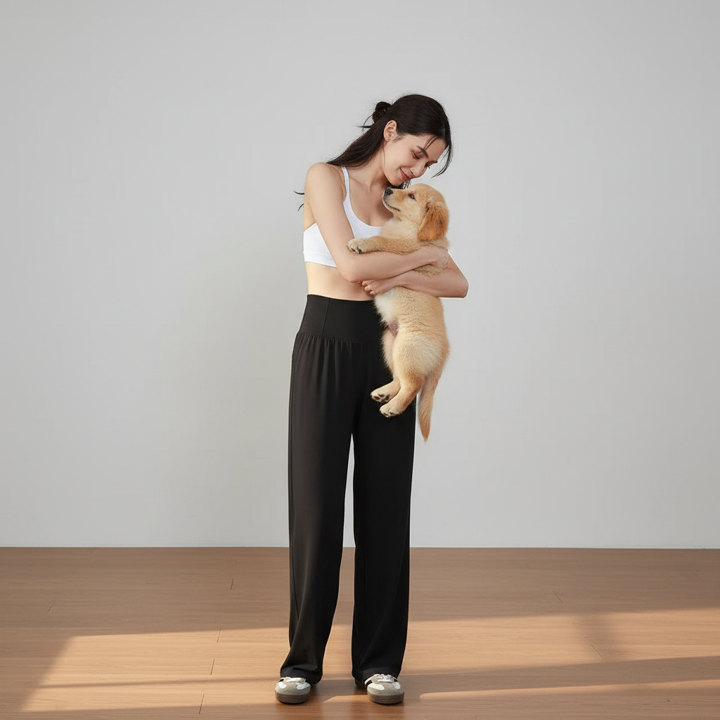 NUGGAL Pet-Hair Resistant Wide-Leg Soft-Touch Yoga & Commuter Pants