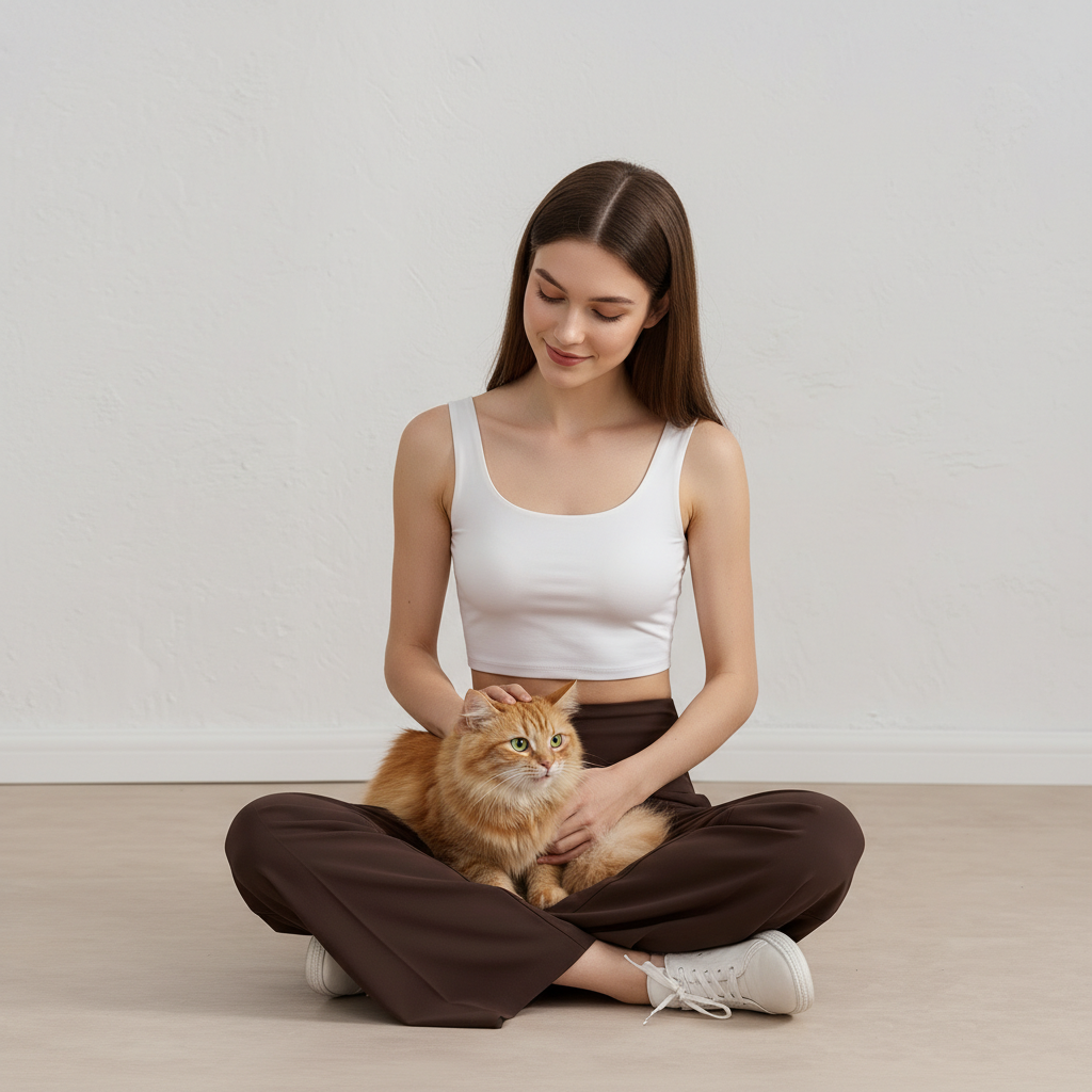 NUGGAL Pet Hair Resistant High-Waisted Wide Leg Flow Pants