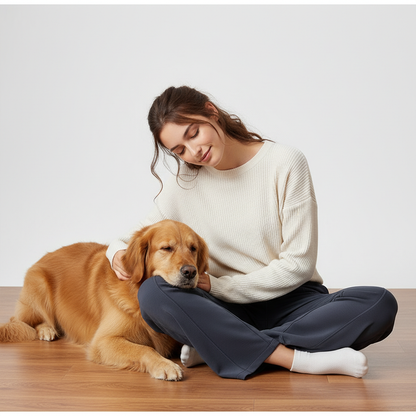 NUGGAL Pet Hair Resistant Wide-Leg Lounge Sweatpants with Drawstring Waist