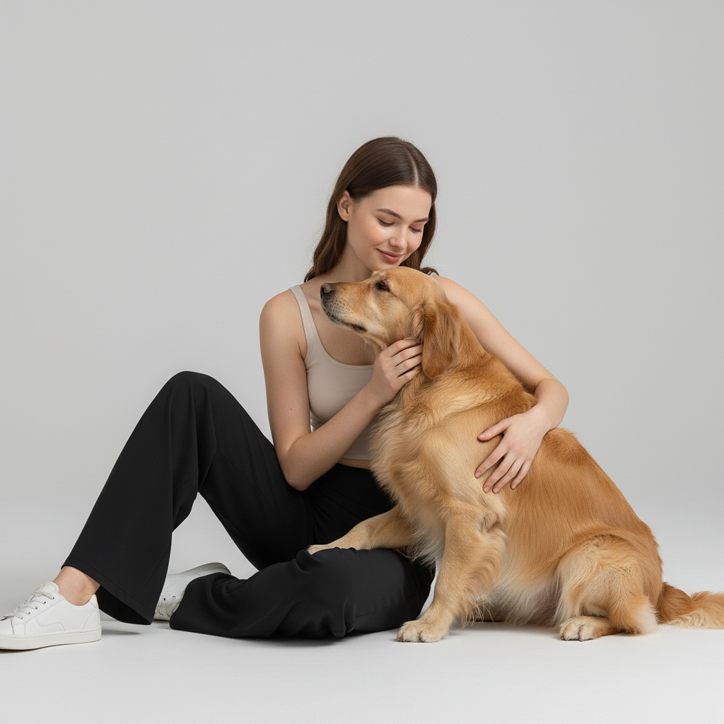 NUGGAL Pet Hair Resistant High-Waisted Wide Leg Flow Pants