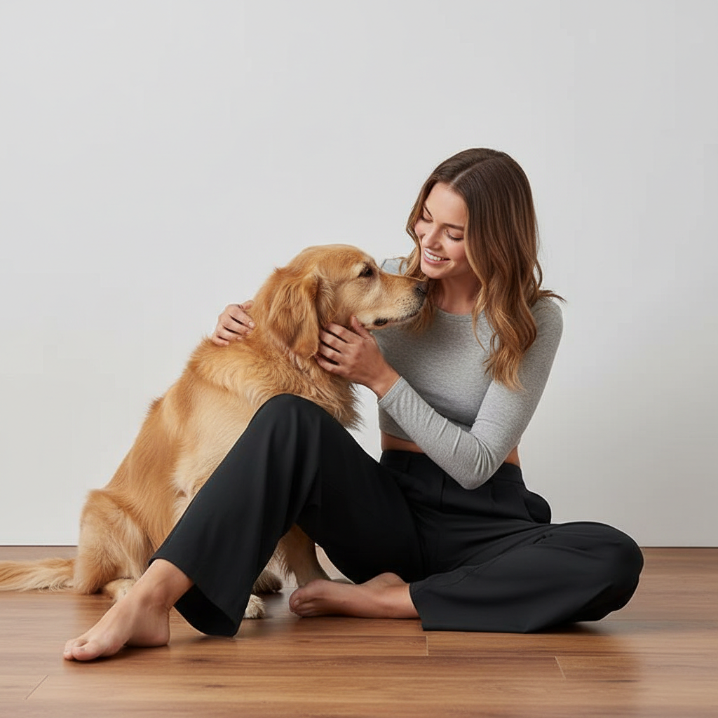 NUGGAL Pet Hair Resistant Pleated Wide Leg Pants